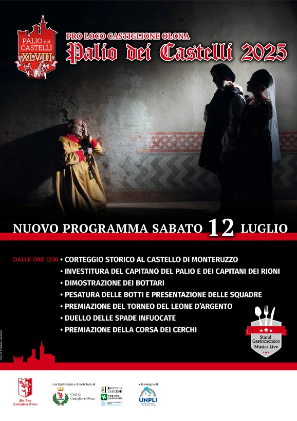 Nuovo programma XLVIII Palio dei Castelli 2025 sabato 12 luglio